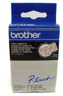 Brother TC-102 rood op transparant breedte 12 mm