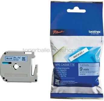 Brother MK-521BZ zwart op blauw breedte 9 mm
