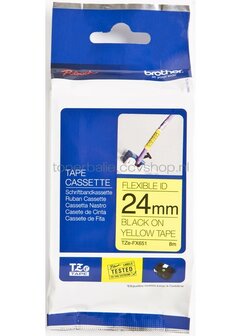 Brother TZE-FX651 tape zwart op geel breedte 24 mm