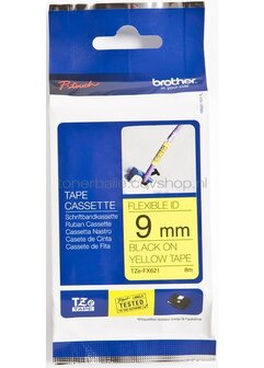 Brother TZE-FX621 flexible tape zwart op geel breedte 9 mm