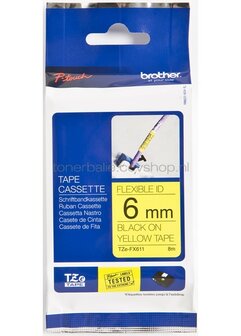 Brother TZE-FX611 flexible tape zwart op geel breedte 6 mm