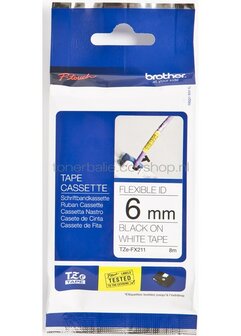 Brother TZE-FX211 flexible tape zwart op wit breedte 6 mm