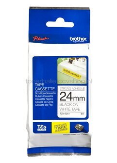 Brother TZE-S251 sterk klevend zwart op wit breedte 24 mm