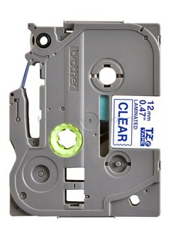 Brother TZE-133 blauw op transparant breedte 12 mm