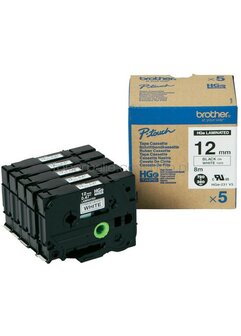 Brother HGE-231V5 zwart op wit breedte 12 mm