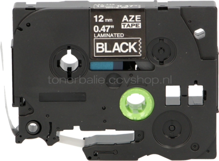 FLWR Brother TZe-335 wit op zwart breedte 12 mm