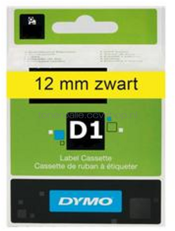 Dymo D1 zwart op geel breedte 12 mm