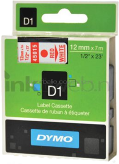 Dymo D1 45015 rood op wit breedte 12 mm