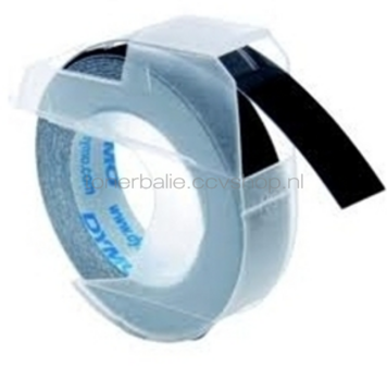 Dymo S0898130 Embossing tape wit op zwart breedte 9 mm