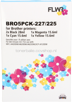 FLWR Brother LC-225 LC-227 Multipack zwart en kleur