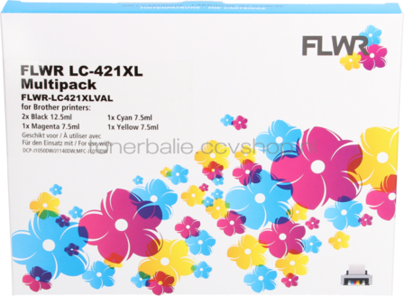 FLWR Brother LC-421XL Multipack zwart en kleur
