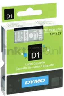 Dymo D1 45020 wit op transparant breedte 12 mm