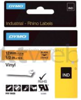 Dymo S0718490 zwart op oranje breedte 12 mm