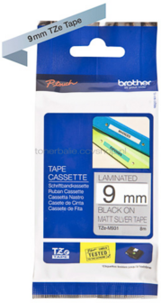 Brother TZE-M921 zwart op mat zilver breedte 9 mm