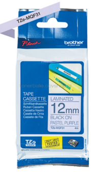Brother TZE-MQF31 zwart op paars breedte 12 mm