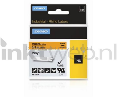 Dymo S0718500 zwart op oranje breedte 19 mm