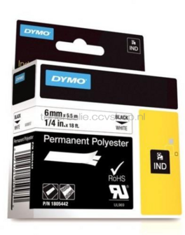 Dymo 1805442 zwart op wit breedte 6 mm