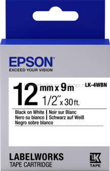 Epson LK-4WBN zwart op wit breedte 12 mm
