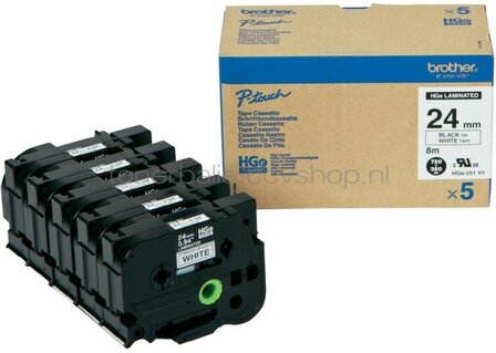 Brother HGE-251V5 zwart op wit breedte 24 mm