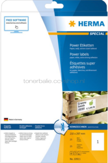 Herma 9500 Permanente Papieretiket 210 x 297mm wit