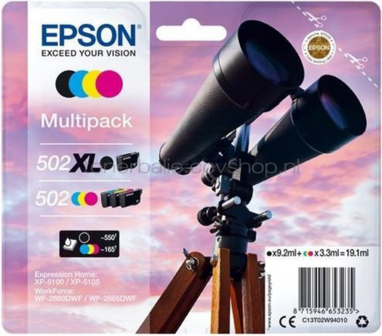 Epson 502XL / 502 Multipack zwart en kleur