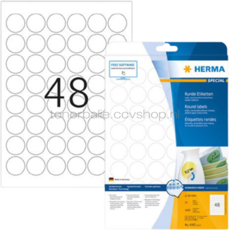Herma 4387 Verwijderbare papieretiket rond 30mm wit wit