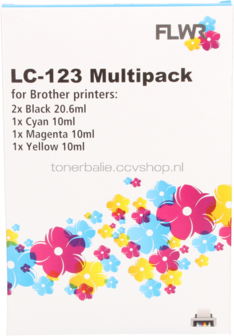 FLWR Brother LC-123 Multipack zwart en kleur