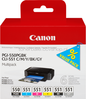 Canon CLI-551 6-pack zwart en kleur