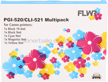 FLWR Canon CLI-521 Multipack zwart en kleur