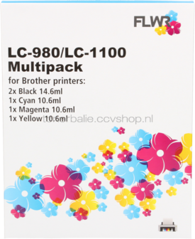 FLWR Brother LC-980 / LC-1100 Multipack zwart en kleur