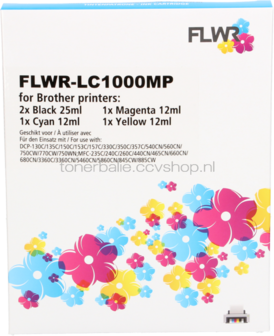 FLWR Brother LC-970 - LC-1000 Multipack zwart en kleur