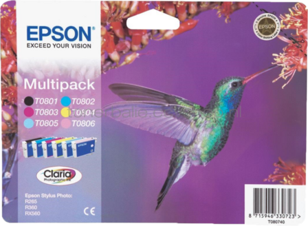 Epson T0807 multipack zwart en kleur