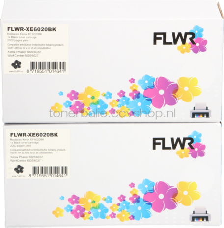 FLWR Xerox 6020 zwart 2-pack zwart