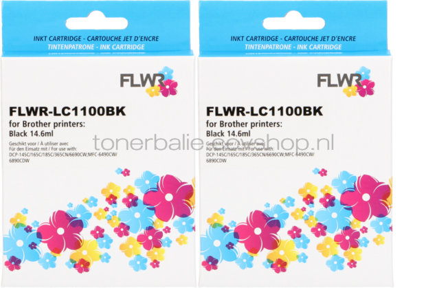 FLWR Brother LC-1100BK 2-pack zwart