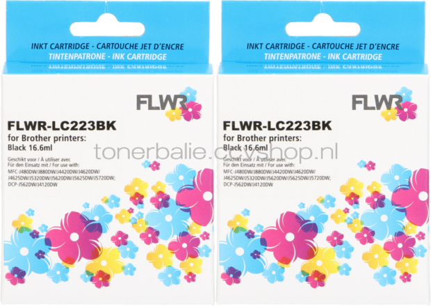 FLWR Brother LC-223BK 2-pack zwart