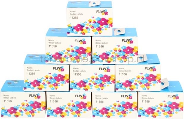 FLWR Dymo 11356 10-Pack 41 mm x 89 mm  wit