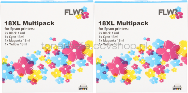 FLWR Epson (2X) 18XL Multipack zwart en kleur