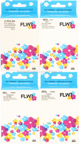 FLWR HP 88XL 4-pack zwart en kleur