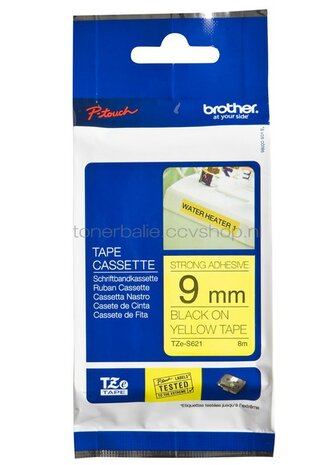 Brother TZE-S621 sterk klevend zwart op geel breedte 9 mm