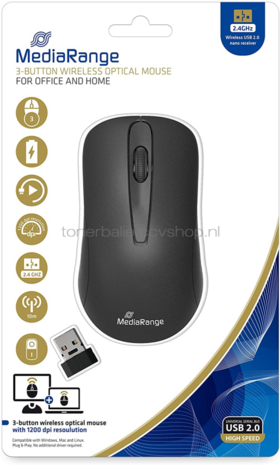 MediaRange MROS209 - Draadloze muis, 3 knoppen