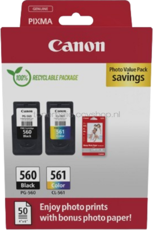 Canon CRG PG-560/CL-561 Multipack met fotopapier zwart en kleur