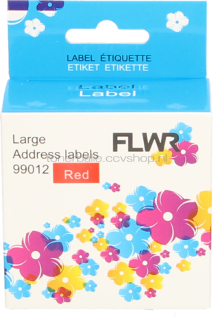 FLWR Dymo 99012 adreslabel 36 mm x 89 mm  rood