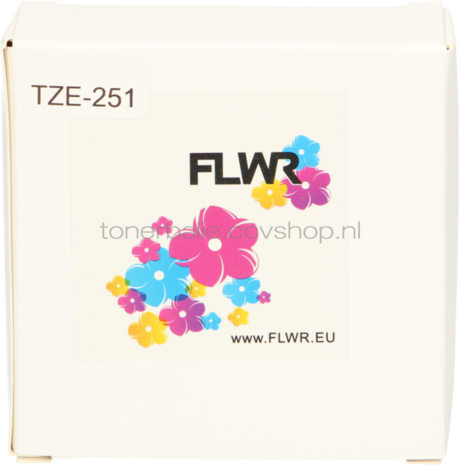 FLWR Brother TZe-251 zwart op wit breedte 24 mm