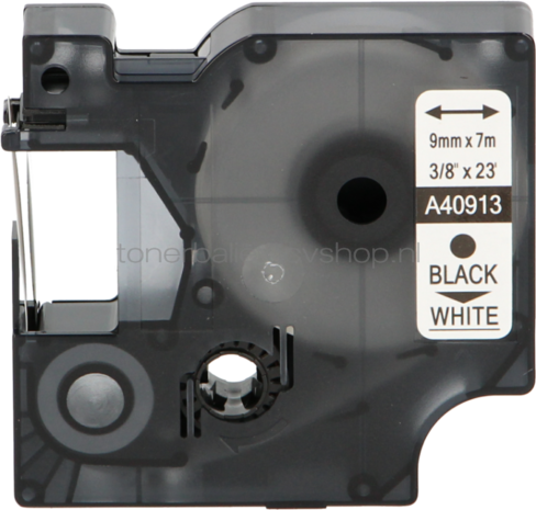 FLWR Dymo 40913 zwart op wit breedte 9 mm