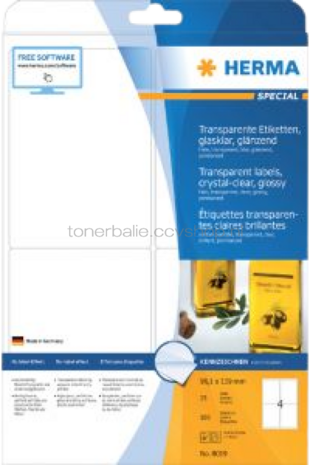Herma 8019 Transparante labels 99,1 x 139mm transparant