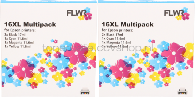 FLWR Epson 16XL Multipack (2 sets) zwart en kleur