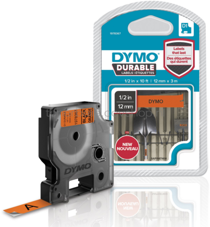 Dymo 1978367 zwart op oranje breedte 12 mm