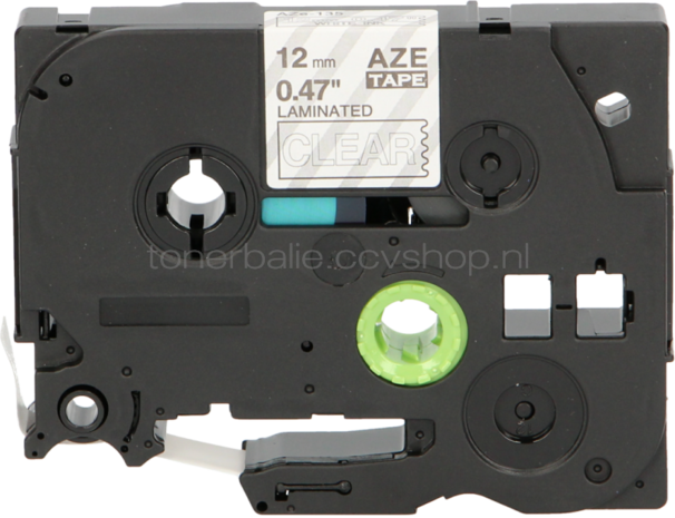 FLWR Brother TZE-135 wit op transparant breedte 12 mm