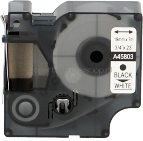 FLWR Dymo 45803 zwart op wit breedte 19 mm