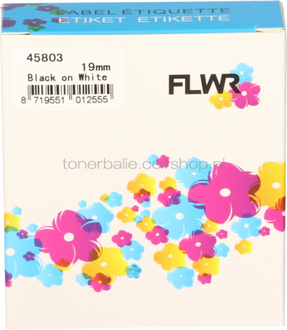 FLWR Dymo 45803 zwart op wit breedte 19 mm
